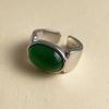 Copper Rings For Women Couple Minimalist Handmade Big Green Stone Ring Fine Jewelry Gift Prevent Allergy