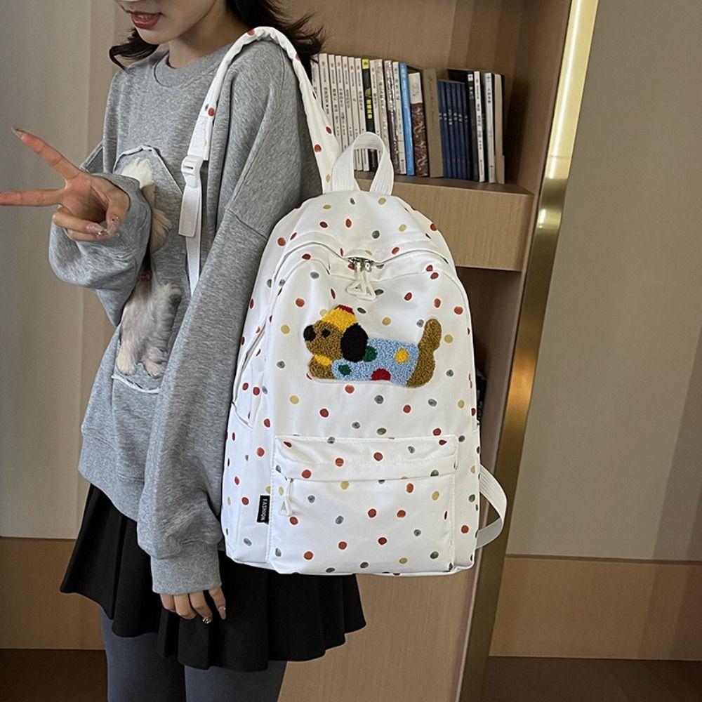 Travel Women's Backpack Large Capacity Student School Bag Fashion Puppy Print Backpack  Girls
