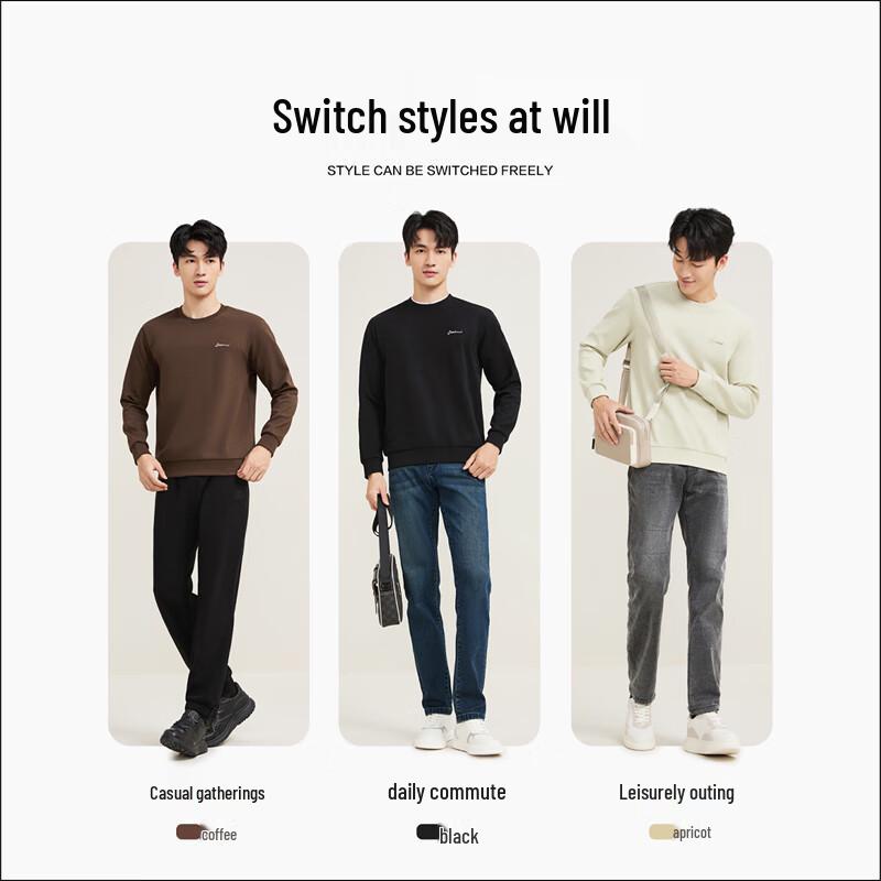 Qipai Men's Jacquard Texture Pullover Sweatshirt