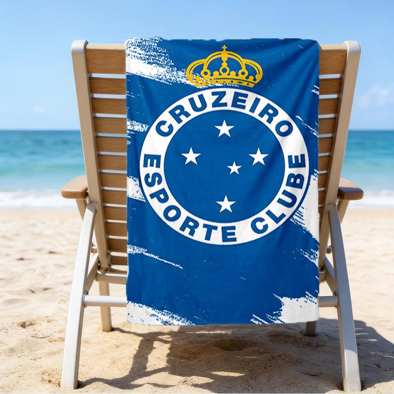 Cru-zeiro Esporte Club Crest Printed Beach Towel, Super Soft Microfiber, Perfect Gift Birthday, for Pool, Beach, Travel, for Family and Friends