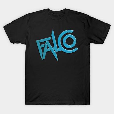 Men Black Print T-shirt Falco Einzelhaft Logo No-Cut Transfer Paper Print Cotton Tshirt