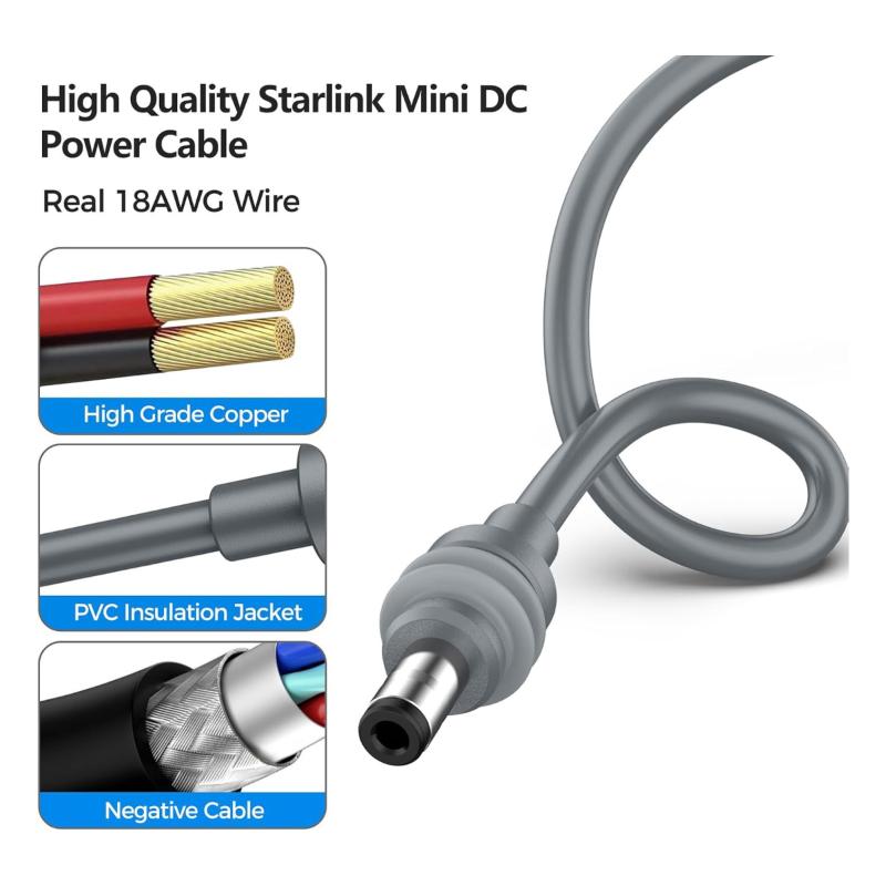 1 Stück Mini-USB-C-Buchse auf DC-Netzteil-AC-Netzkabel - Transformator-Konverter für Starlink