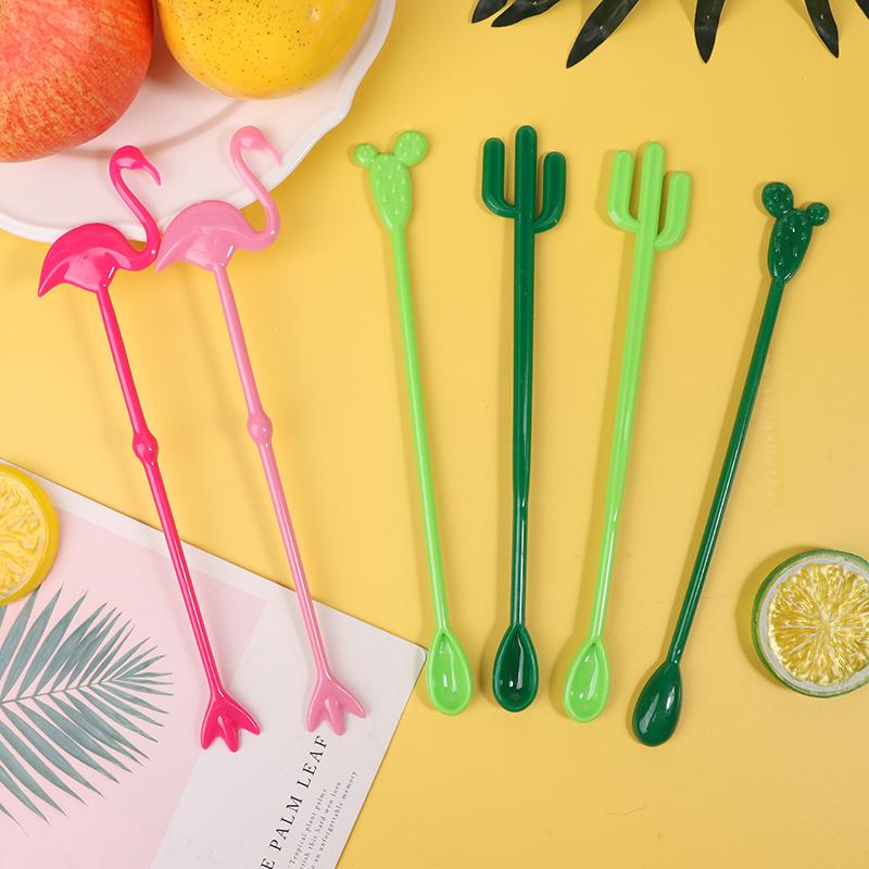 6 Stücke Kunststoff Cocktail Muddler Trinken Wein Decor Cocktail Swizzle Sticks Feigenkaktus Flamingo Wein Rührer Kaffee Puddler