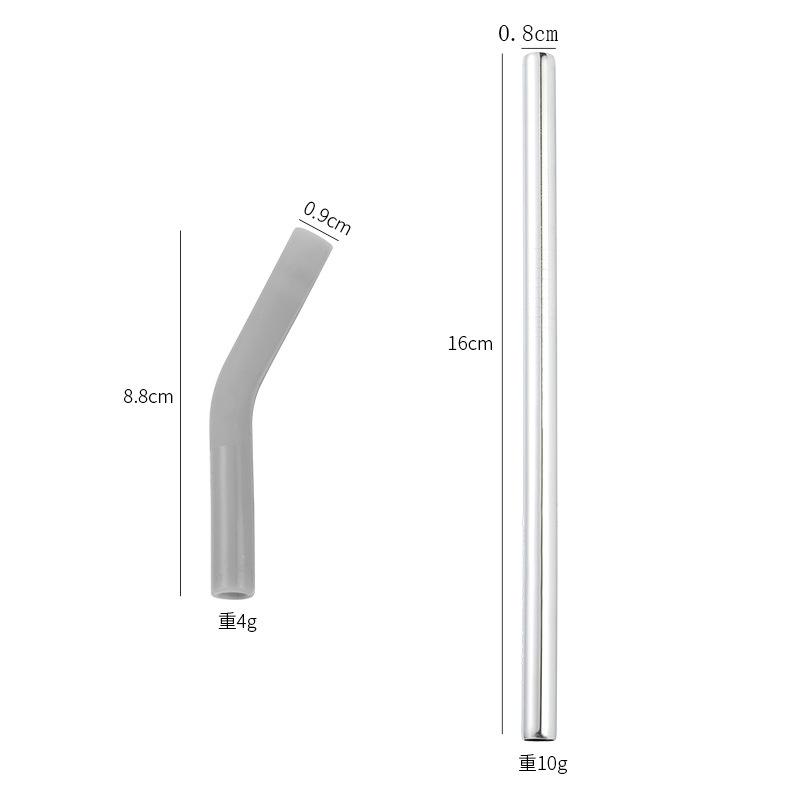 Long Metal Straw With Silicone Tips Cleaning Brush Stainless Steel Drinking Straw With Covers