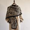 Winter Warm Cashmere Scarf Vintage Leopard print Fringed Shawls Elegant Tassel Scarves  Women Gift