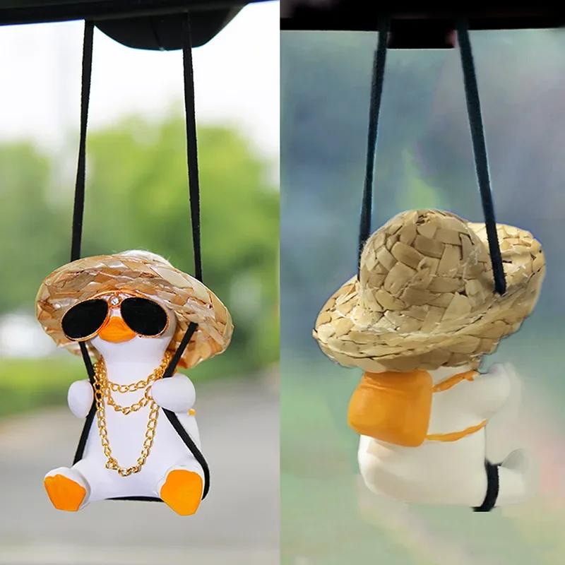Cute Gypsum Swing Duck Anime Pendant Auto Rearview Mirror Ornaments Birthday Gift Couple Accessorie Car Fragrance Car Accessorie