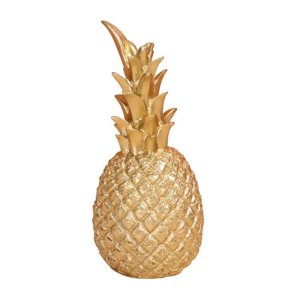 Gold Pineapple Figurine Big Size Artificial Pineapple Rustic Resin Sculpture for Living Room