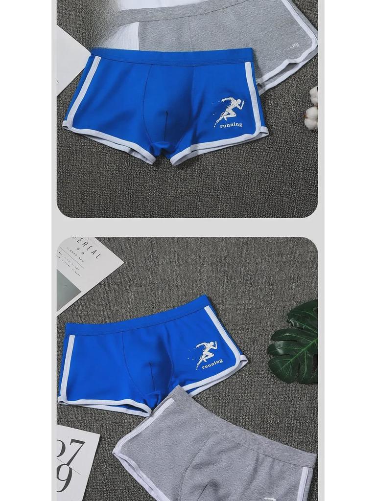 Men's Pure Cotton Printed Boxer Briefs - Breathable, Comfortable, Summer Thin Sports Underwear for Boys and Youth
