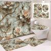 1/4 Stuks Waterdicht en schimmelbestendig Douchegordijn Luxe met Haak Douchegordijn met antislip mat U-vormige mat toiletdekselhoes