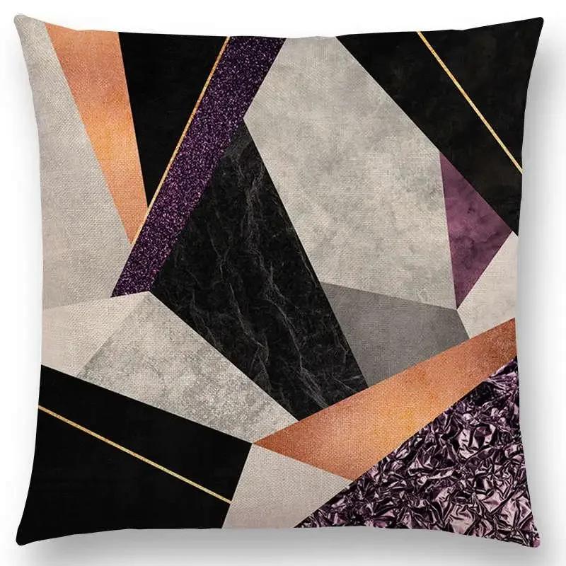 New Colorful Blocks Layers Stripes Geometric Combination Gold Lines Gorgeous Prints Cushion Cover Throw Pillow Case