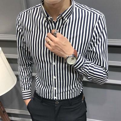 Men's Clothing Thin Spring Summer Long Sleeve Man Business Casual Fashion Striped Button Turn-down Collar Handsome Shirts