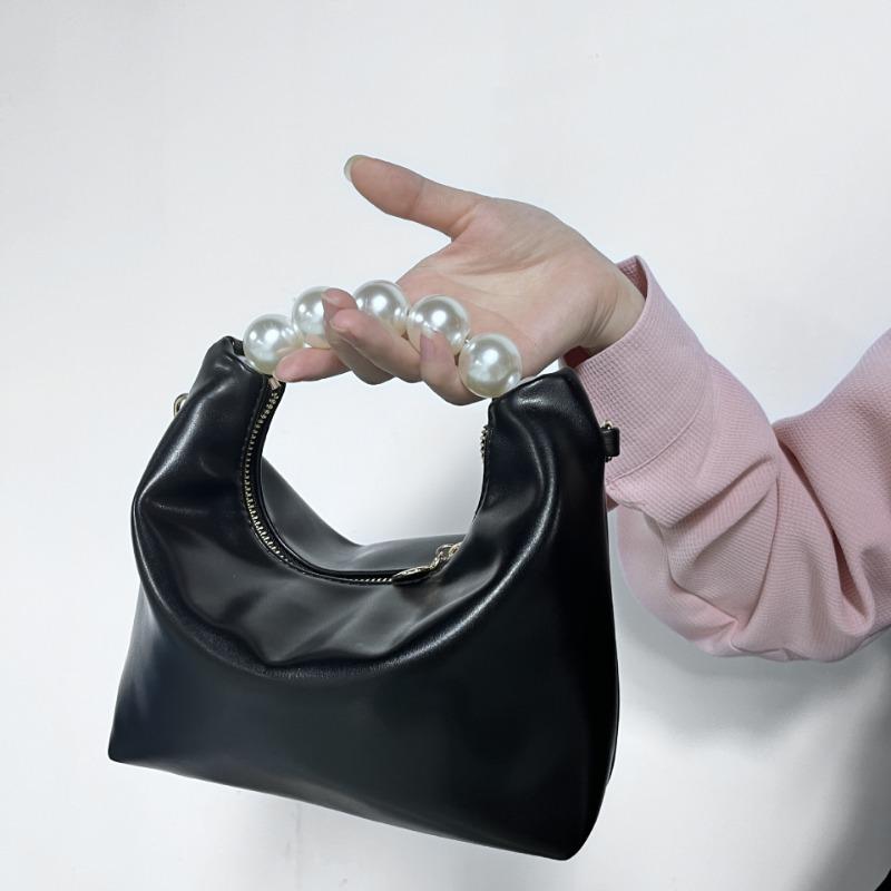 Pearl Handle Women Small Clutch Handbags Fashi Chain Female Shoulder Messenger Bag Solid Color Ladies Hobos Tote Purse Bag