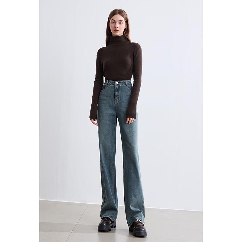 Baitu Women's High-Waist Wide-Leg Denim Jeans