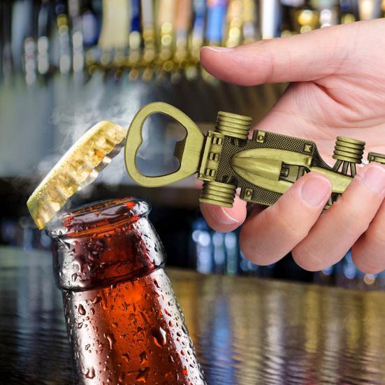 Race Car Bottle Opener Christmas Charm Zinc Alloy Non-Slip Handle Festive Gift for Racing Fans Dads Husbands Collectors Holiday Party Accessory