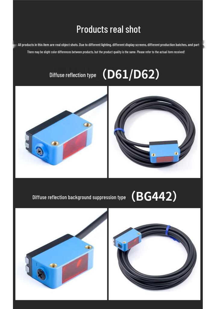 Square Photoelectric Sensor with Diffuse and Mirror Reflection - E3Z-D61/D62/R61