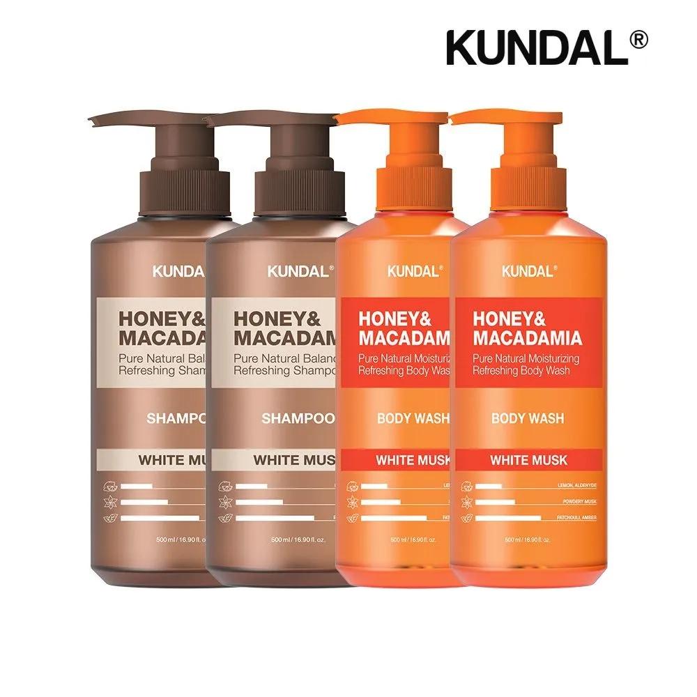 KUNDAL Nature Shampoo White Musk 500ml x2 + Body Wash White Musk 500ml x2