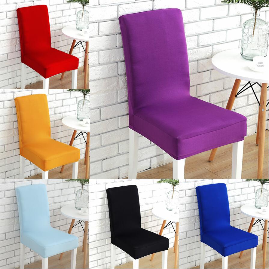 Spandex Pure Color Elastic Chair Cover Stretchable Dining Hall Chair Seat Case Dust Cover for Hotel Restaurant Home Dinner Chair