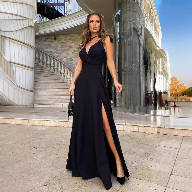 Women's Wear Women's Summer Solid Color Extended Evening Dress