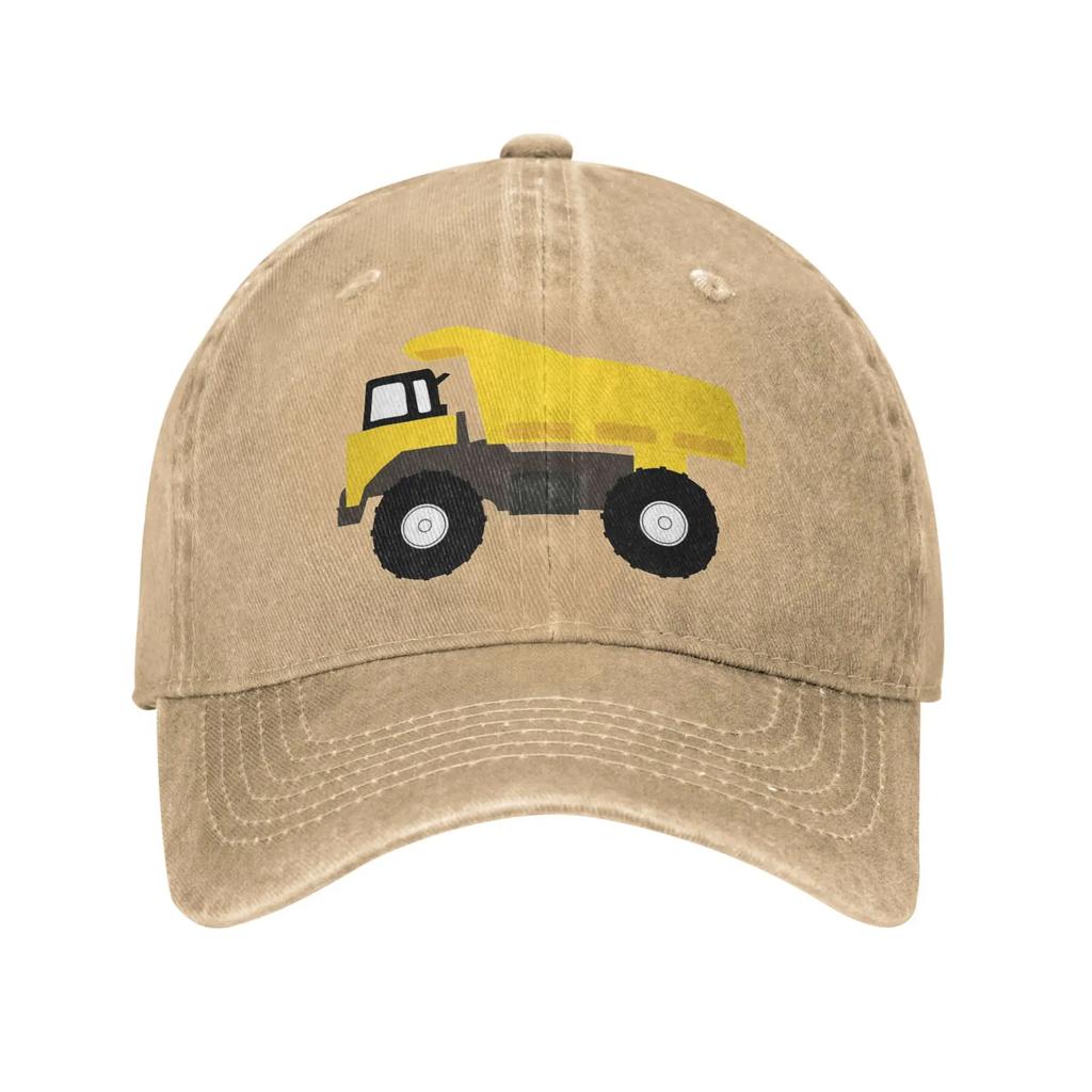 Vintage Yellow Construction Truck Baseball Cap Unisex Style Distressed Washed Headwear Outdoor Running Golf Gift Hats Cap