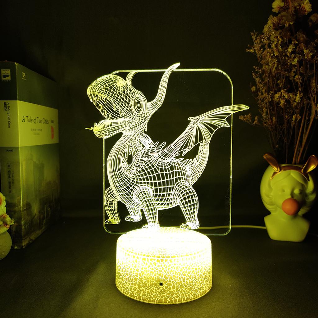 Dinosaur 3D Night Light Color Changing Pterosaur Lamp LED Bedside Table Lighting Bedoom Decoration Beautiful Gift Lampara Child
