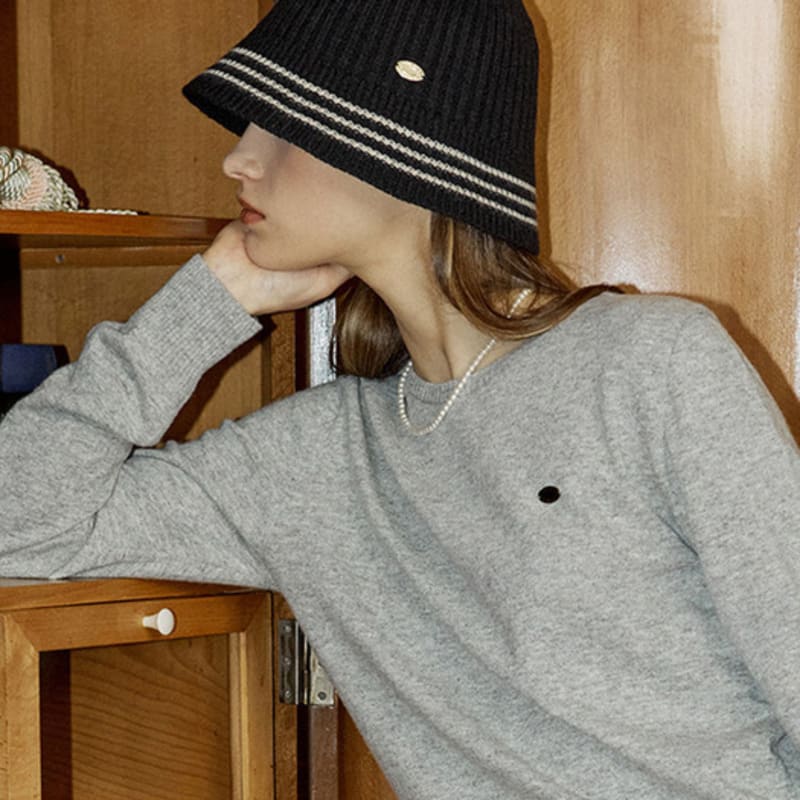 NONLOCAL Three Stripe Knit Bucket Hat - Black