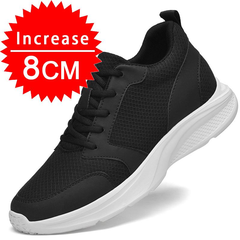 Lift Sneakers Man Elevator Shoes Height Increase Insole 8cm White Black Taller Shoes Men Leisure Fashion Sports Plus Size 36-44