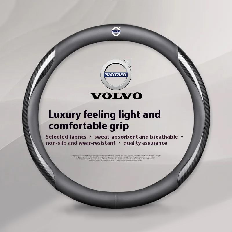 Pro Volvo XC60 XC70 XC90 S60 S80 S90 V40 V50 V60 V90 38cm Potah volantu z uhlíkových vláken a protiskluzové kůže Příslušenství