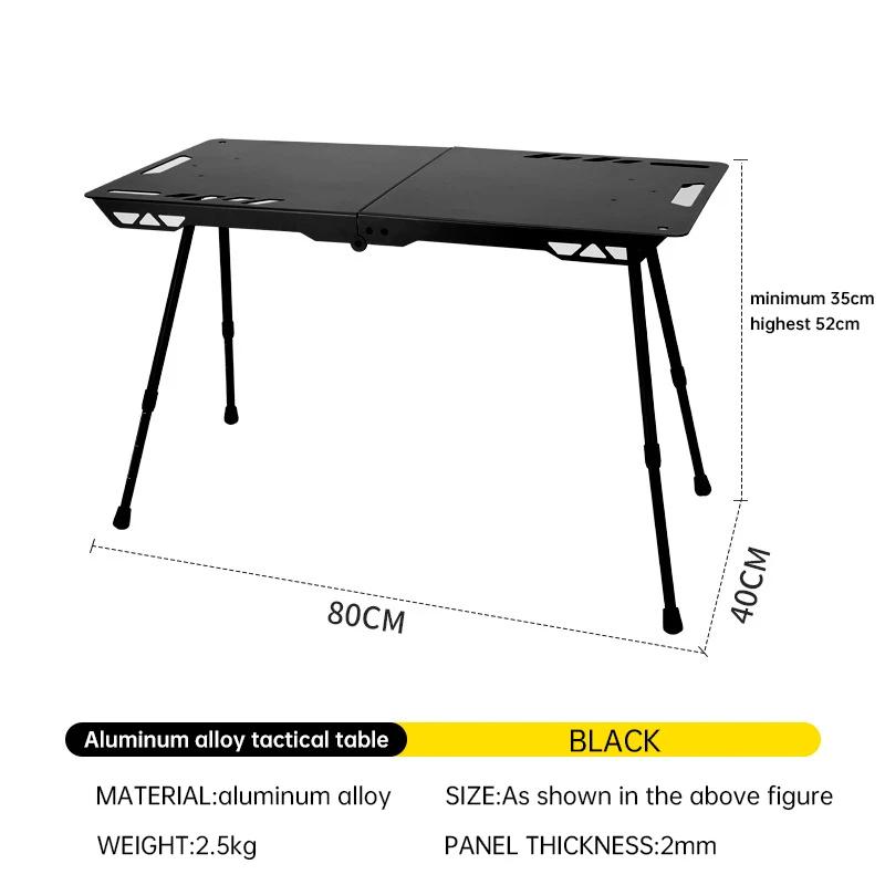 Outdoor Tactical Table, Lightweight IGT Aluminum Alloy Height-adjustable Table, Portable Foldable Camping Picnic BBQ Rack