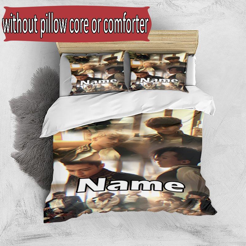 3pcs Duvet Cover Set (1*Duvet Cover + 2*Pillowcase, Without Core), Custom Name BIGBANG Pattern Bedding Set, Home Bedroom Decor Gift