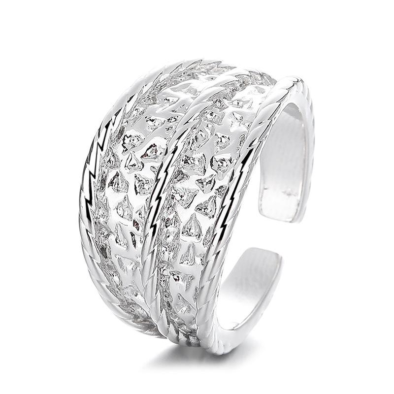2026 Anello Design di Nicchia Anello Elemento Anello Texture Pieghettata Irregolare Faccia Larga Semplice Anello per Dito Indice Aperto Gioielli da Donna