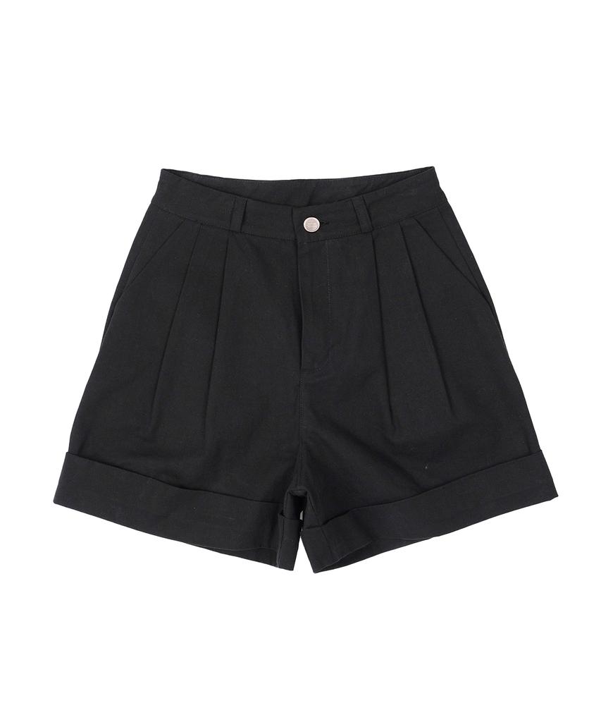 HARDCORE HAPPINESS One-Pleat Cuff Classic Shorts_Black