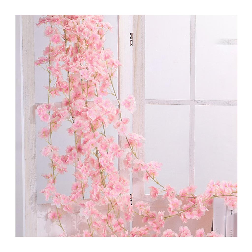 Künstliche Blume Rattan Einzel 1,8 m 135 stücke Blumen Kopf Lebendige Dekorative Seide Kunststoff Hängen Gefälschte