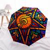 1pc Colorful Stained Glass Music Note Design Automatic Folding Umbrella - Portable 3-Fold Design with Iron Frame, Perfect for Outdoor Use, Festive Gif