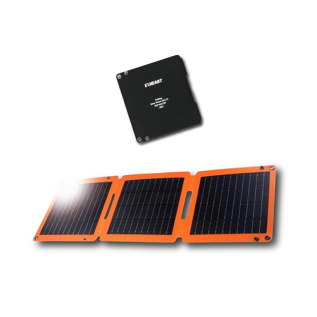 EXHEART Folding Mini Solar Lightweight Solar Generates Power While Using Hook Hole Simultaneous Connection of Two Ideal for Disaster Car and As an