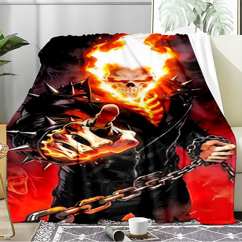 Rider On Fire Blanket Flannel Throw for Sofa, Indoor, Camping, Living Room, Office, Chair, And Bed Soft Birthday Gift