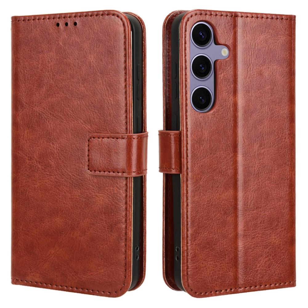 

Чохол для Samsung Galaxy S24 FE Crazy Horse Texture PU Leather Cover для телефону-гаманця Brown