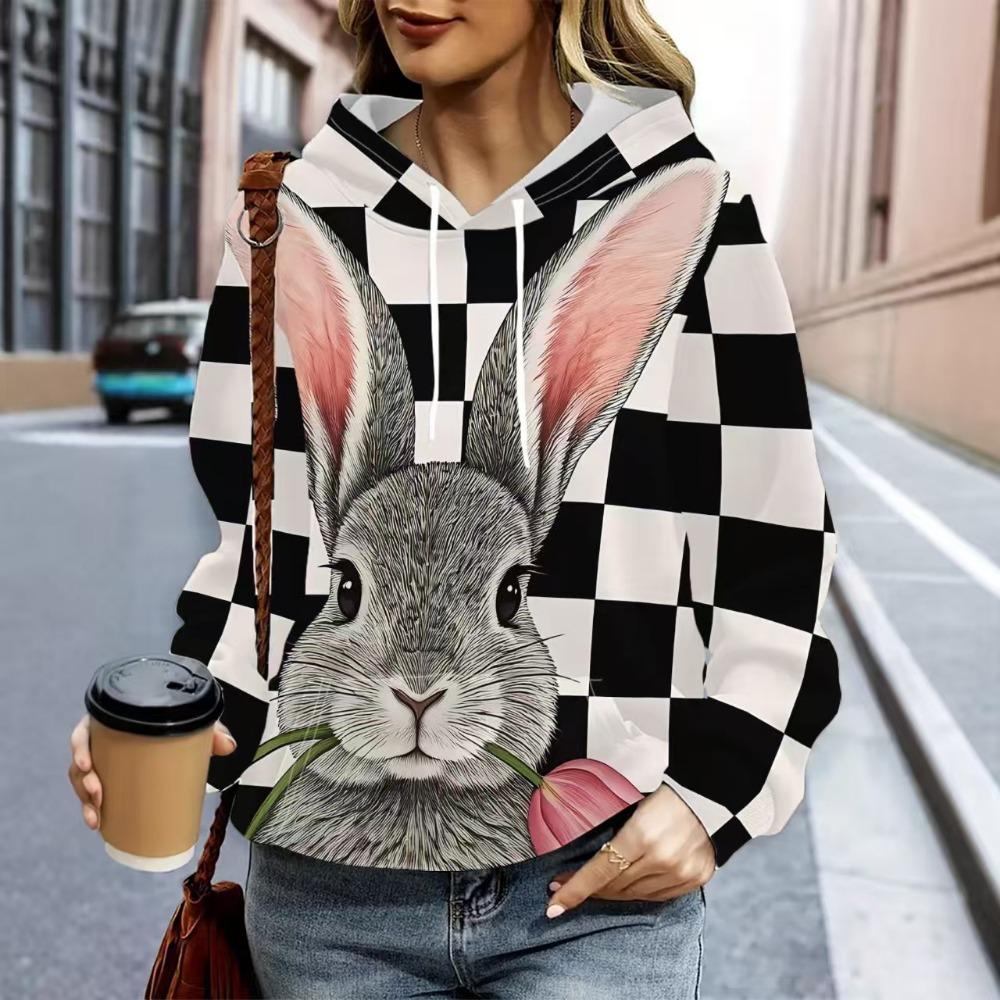 Spring Vintage Animal Rabbit Pattern 3d Print Hoodie Women Fasual European American Style Hoodie Streetwear Sweatshirt Men Clothes Top S