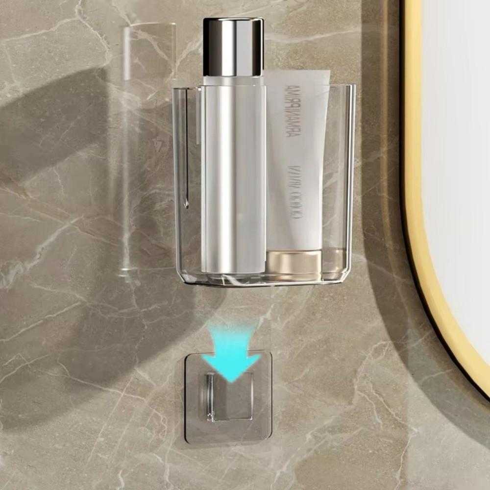 Portable Wall-Mounted Toothbrush Holders Self-Adhesive Small Storage Rack Detachable Storage Box For Home Bathroom Kitchen