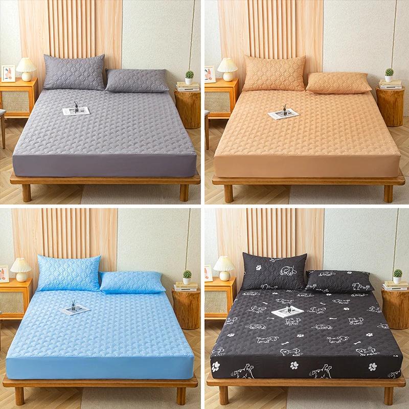 Waterproof Mattress Cover Bed Protector Case with Elastic Band Mattress Cover Fitted Sheet Soft Breathable King Mattress Cover Protector
