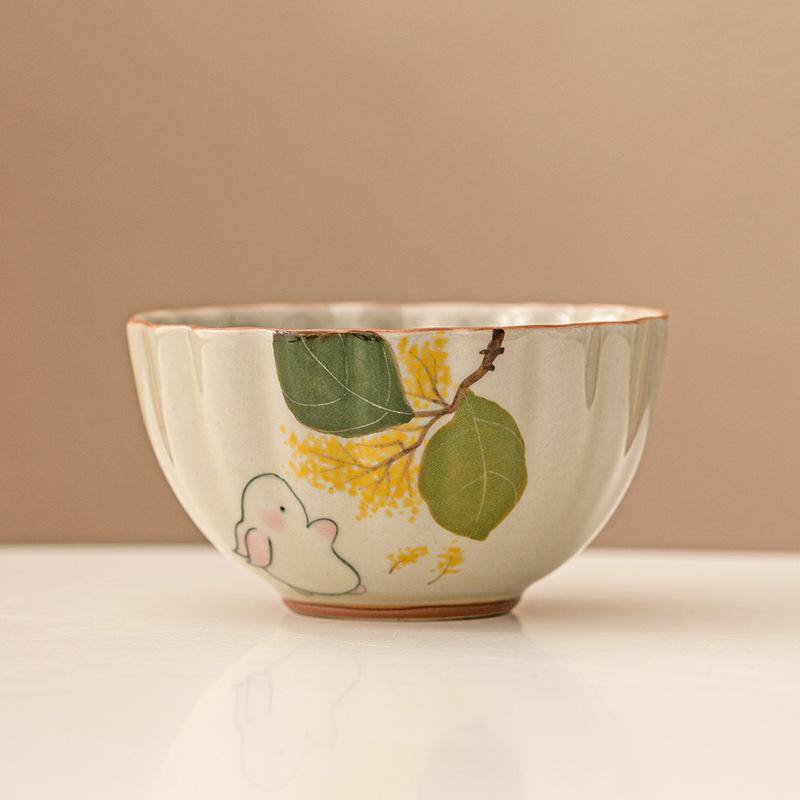 Hand-painted Cute Rabbit Tea Cup Japanese Ceramic Teacups Porcelain Household Chinese Kung Fu Teaware Master Mugs Tea Ceremony