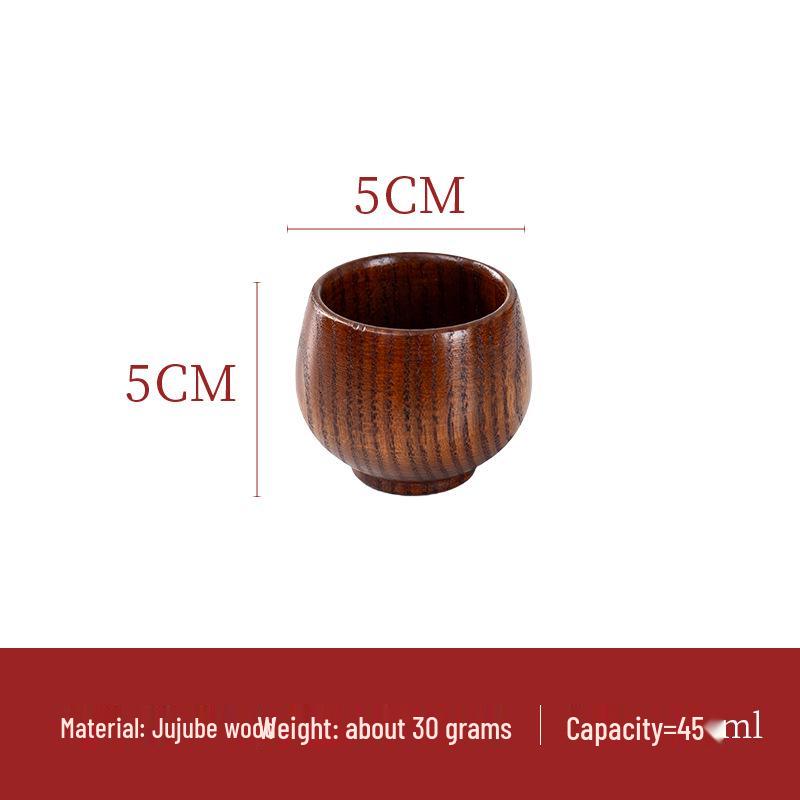 Japanese Style Wooden Cup with Handle - Large Belly for Beer, Coffee, Yogurt, Dessert, or Water