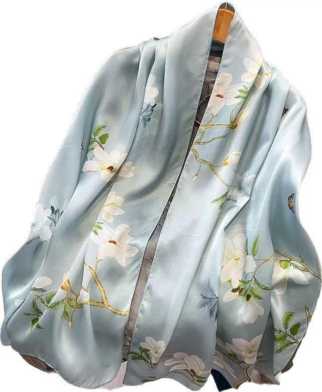 100% Natural Silk Scarf Square Female Fashion Beach Pashmina Bufanda Folral Women Shawl Wraps Bandana Scarves Foulard Echarpe