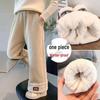 Plus Velvet Thickened Straight-Leg Pants for Kids – 2025 Winter Edition Girls' Glutinous Rice Pants