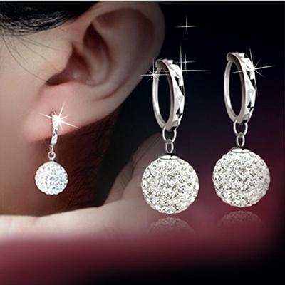 Süße Diamantohrringe mit Versilberung, Prinzessinnen-Kugelohrringe, Ohrringe, modische und elegante Ohrringe, Ohrringe