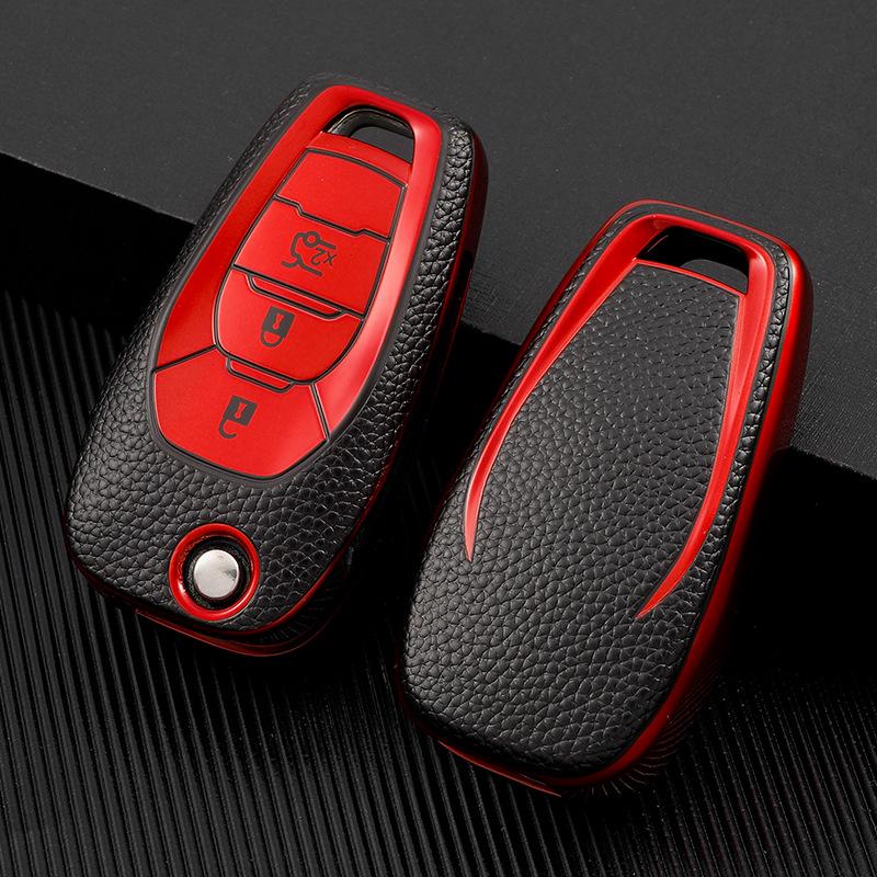 Chevrolet Car Key Case, Leather Pattern, Fits Cruze, Regal, Excelle красный
