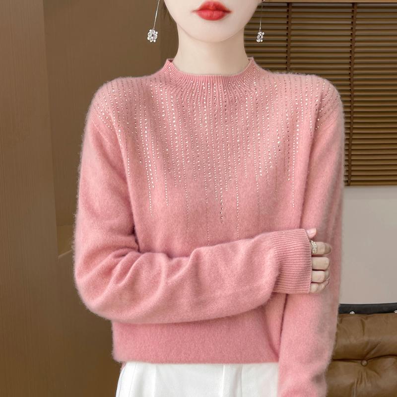 Women's Cashmere Sweater Qinghe Cashmere 30% Cashmere 70% Wool Autumn and Winter Pullover Warm and Fashionable