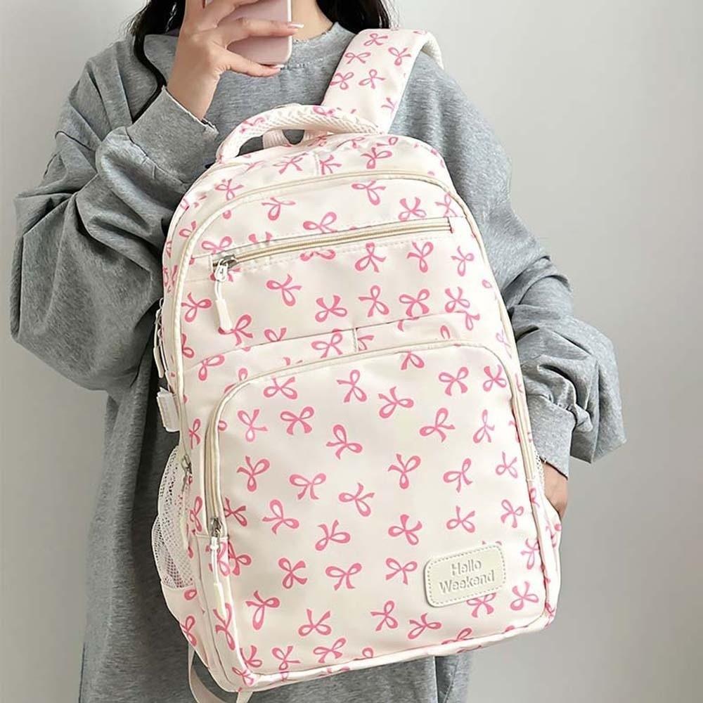 Daypack Three-piece School Bag Set Casual Large Capacity Nylon Bow Backpack Crossbody Bag Polyester Students School Bag