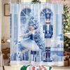 Christmas Ballet Shower Curtain Nutcracker And Tree Print Polyester Bath Curtain With Hooks For Holiday Decor