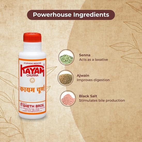 Kayam Churan, Solution to Constipation, Kayam Churna Powder, Ayurvedic Medicine to Help Reduce Acidity & Aid Digestion, 100gm | Pack of 3
