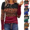 Women Fashion Patchwork Printing Lace Long Sleeve Casual Button Pullover Sweatshirt Top